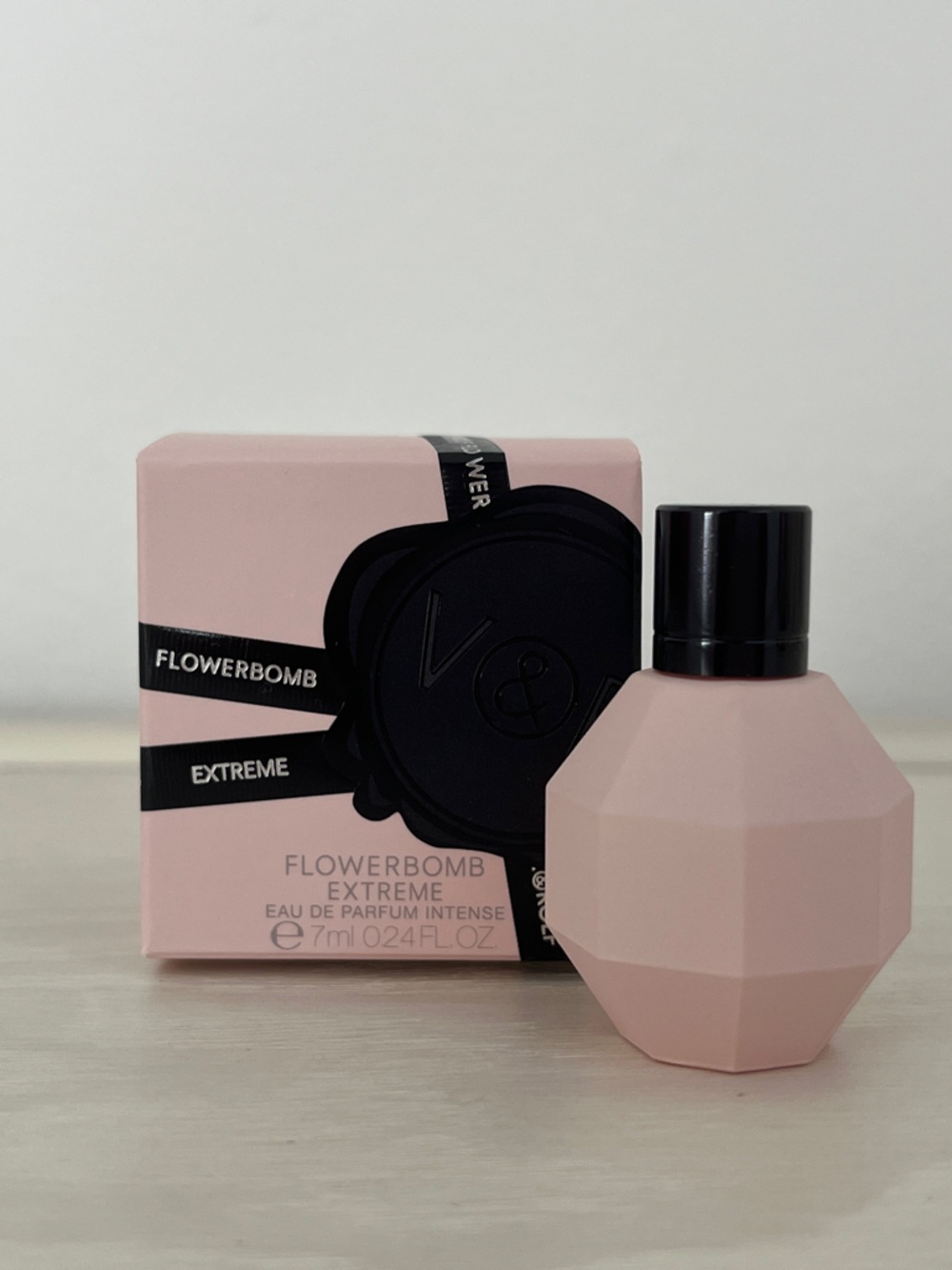 Viktor & Rolf Pink Faceted Bottle with Black Cap